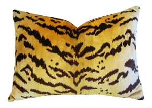 Italian Scalamandré Tiger (Tigre) Velvet Pillow 24" X 18"