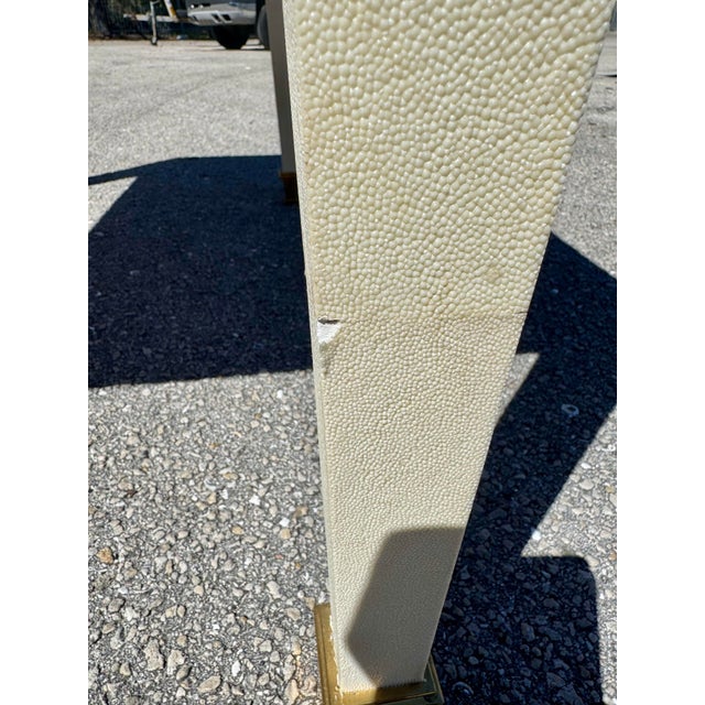 Very Fine Rare Garrison Rousseau Shagreen Cream White Backgammon Table For Sale - Image 9 of 12