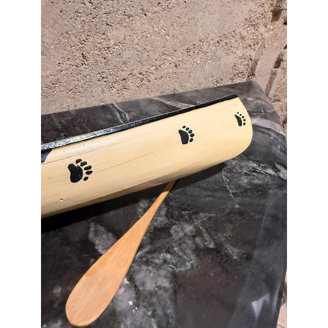 Peterborough Canoe Model Caramel Color Vintage Native American Handcrafted Wooden For Sale In San Diego - Image 6 of 16
