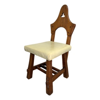 Early 20th Century Brutalist Oak Arts and Crafts Antique Hall Chair in Manner of Charles Limbert For Sale
