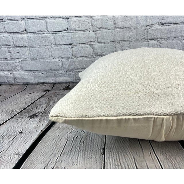 20 x 20 Hemp Pillow Turkish Cushion Natural Grayish White Pillow Cushion Cover For Sale - Image 4 of 4