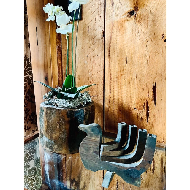 Vintage Articulated ‘Danish Mid-Century Modern Style’ Carved Wood Bird Candelabra. Made by hand in the 1960s, this...