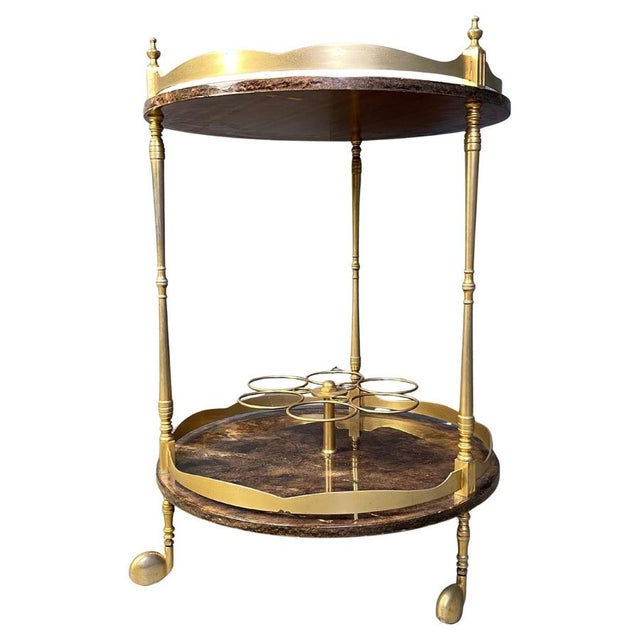 Italian Lacquered Goatskin Serving Bar Cart from Aldo Tura, 1960s For Sale - Image 12 of 12