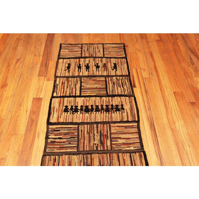 American Nazmiyal Collection Antique American Hooked Runner Rug For Sale - Image 3 of 10
