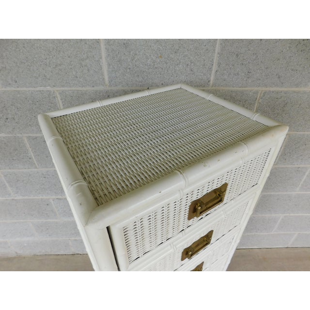 Faux Bamboo Campaign Style Lingerie Chest Wicker Coastal Style For Sale - Image 4 of 11