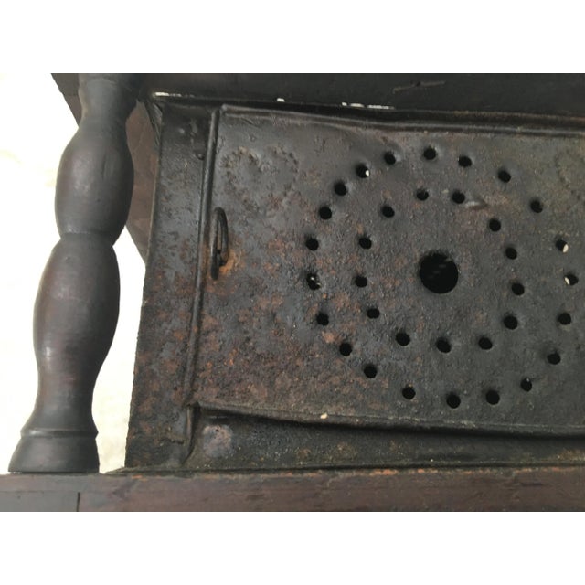 Antique 19th Century Wood and Punched Tin Foot Warmer For Sale - Image 10 of 12