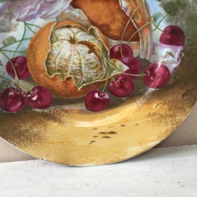 French Provincial Early 20th Century French Porcelain Oranges & Cherries Plate Limoges For Sale - Image 3 of 5