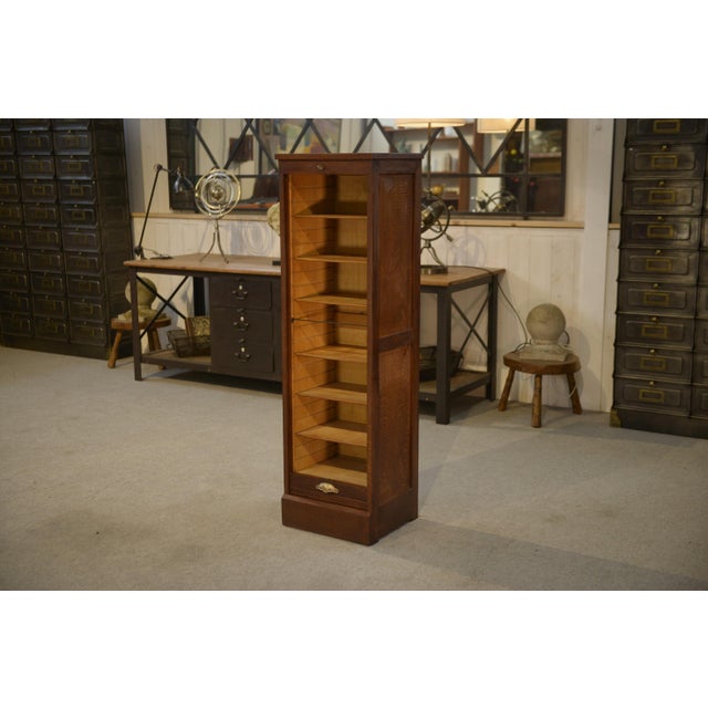 Wood Oak Filing Cabinet, 1950s For Sale - Image 7 of 10