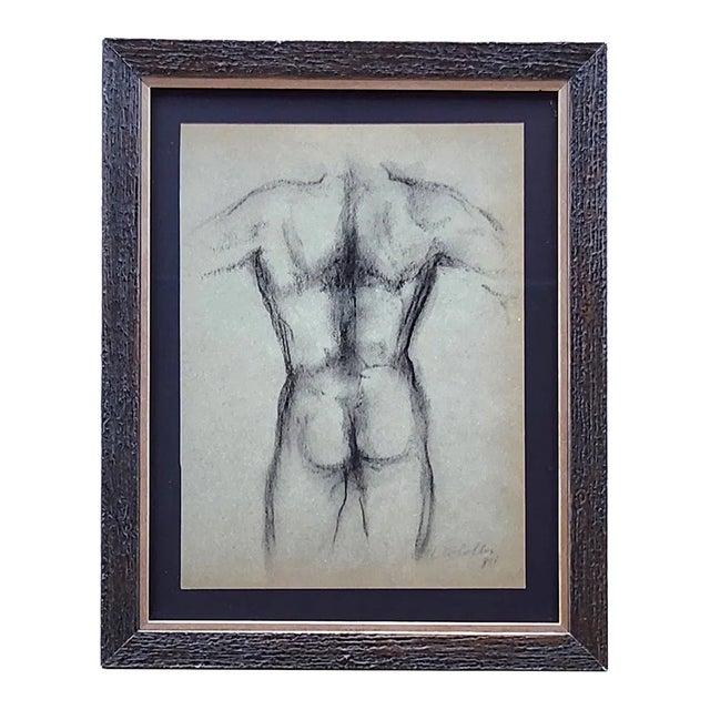 Luis Caballero (1943–1995), Charcoal Male Nude Drawing, Colombia For Sale
