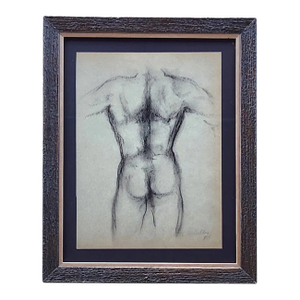 Luis Caballero (1943–1995), Charcoal Male Nude Drawing, Colombia