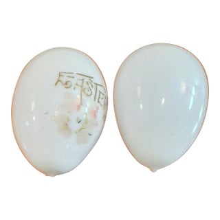 Vintage Antique Victorian Hand Blown, Hand Painted Glass Easter Eggs (2) For Sale