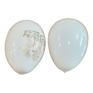 Vintage Antique Victorian Hand Blown, Hand Painted Glass Easter Eggs (2)