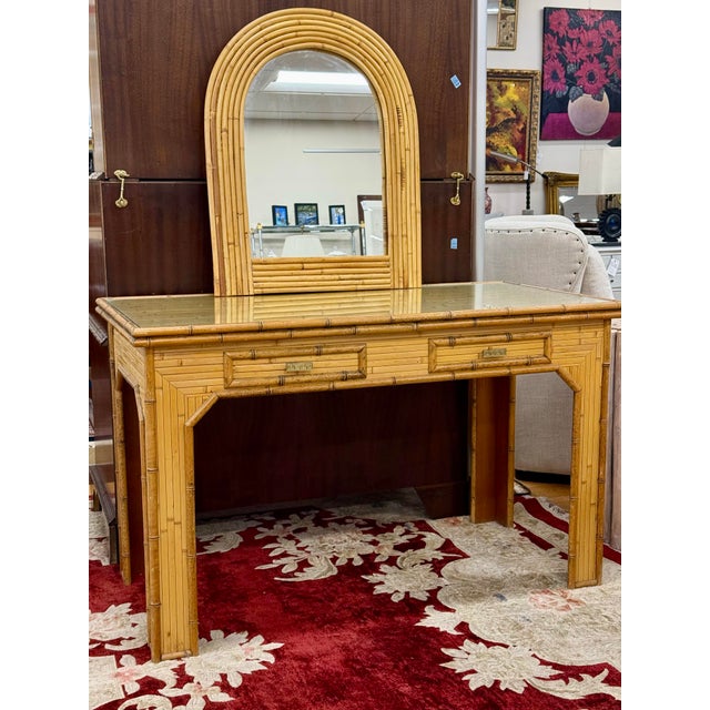Raymor Mid Century Raymor Bamboo Desk With Mirror For Sale - Image 4 of 10