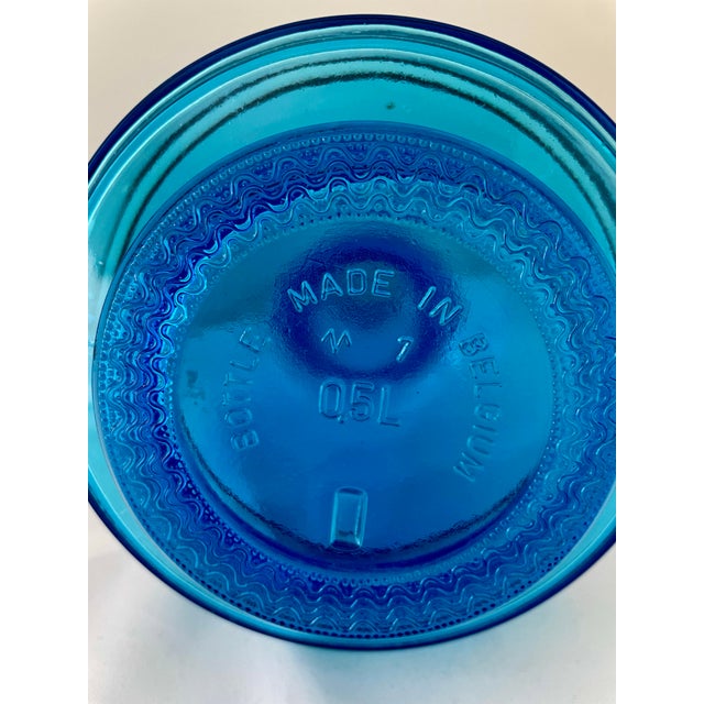 1960s Vintage Mid-Centuy Modern Blue Glass Decanter Bottle With Stopper For Sale - Image 5 of 5