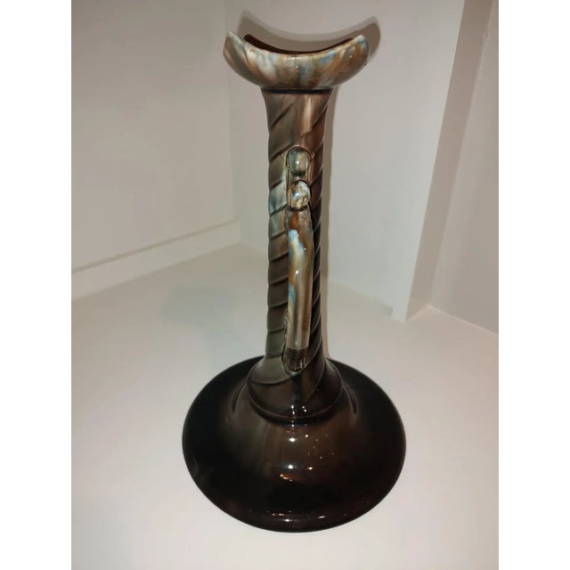 Vintage Drip Glaze Trumpet Vase For Sale - Image 10 of 12