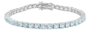 13 Ct Natural Sky Blue Aquamarine Tennis Bracelet in Sterling Silver