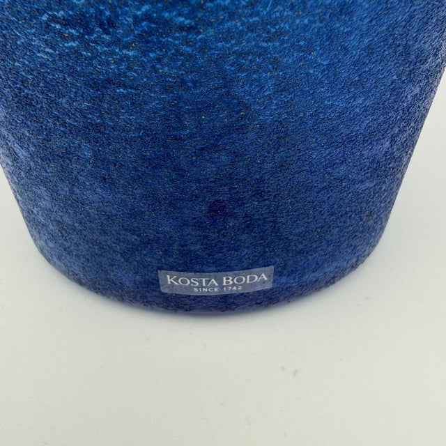 Blue Sculptural Antikva Glass Vase by Bertil Vallien for Kosta Boda, Sweden, 1990s For Sale - Image 8 of 12