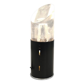 Italian Black Enameled Steel and Acrylic Glass Table Lamp, 1970s For Sale