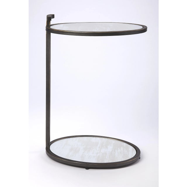 Spritely Home Accent Furniture Ciro Metal & Mirrored Accent Table, Black For Sale - Image 4 of 4