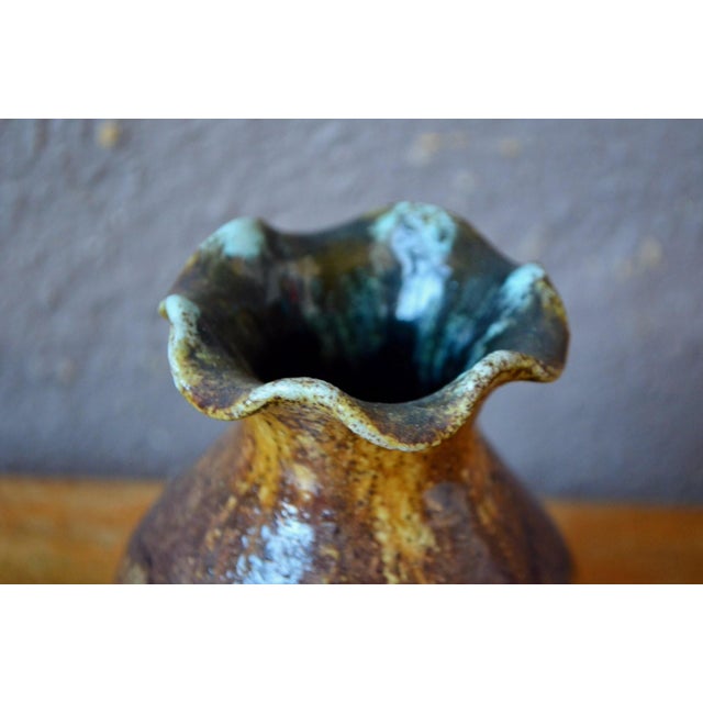 Vintage Bohemian Style Corolla Vase in Glazed Stoneware from Accolay, 1950s For Sale - Image 3 of 7