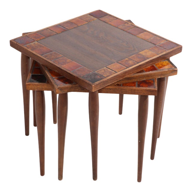 Mid Century Tile Top Stacking Tables For Sale