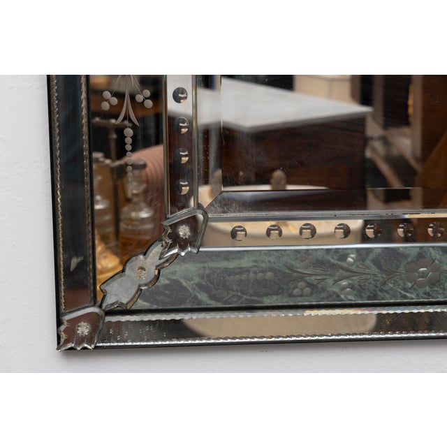 Glass Vintage Venetian Etched Mirror For Sale - Image 7 of 7