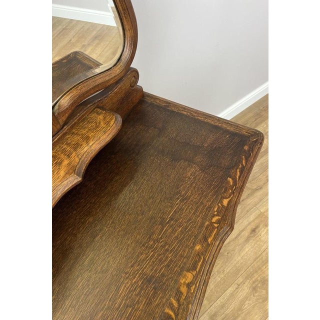 Vintage French Oak Dressing Table with Mirror For Sale - Image 15 of 16