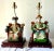 Antique Chinese Emperor & Empress Statues Porcelain Table Lamps with Shades and Choice of Finials. Excellent Condition....