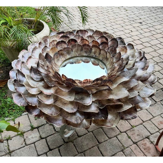 Monumental Coastal Oyster Shell Round Mirror For Sale - Image 9 of 9