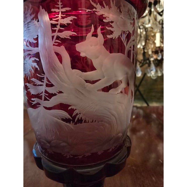 Antique Moser Bohemian Glass Ruby Hunter Pokal Goblet For Sale In Boston - Image 6 of 13