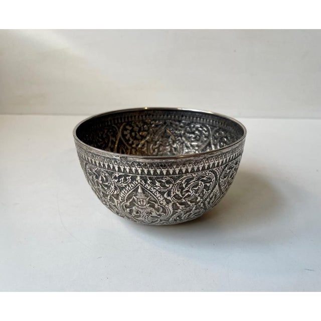 19th Century Buddhist Singing Bowl in Repousse Silver, Set of 2 For Sale - Image 14 of 14