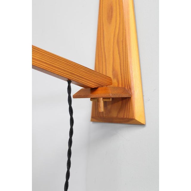 Mid-Century Adjustable Wooden Wall Light with Rattan Shade, 1970s For Sale - Image 6 of 13