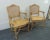 Wood Louis XV Style Faux Painted Carved Caned Arm Chairs - a Pair For Sale - Image 7 of 7