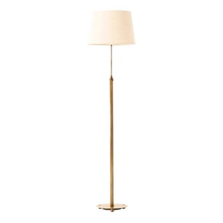 Scandinavian Modern Height-Adjustable Floor Lamp in Brass and Fabric, 1960s For Sale