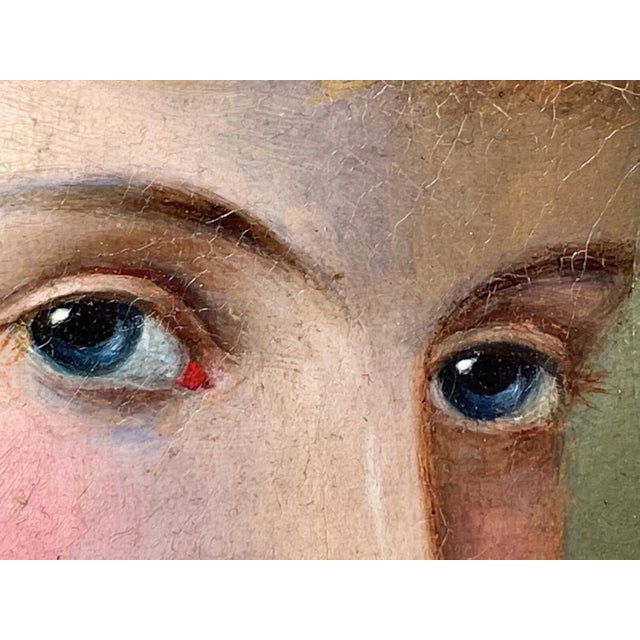 Textile Antique Victorian Oil Portrait Young Lady Dated 1870, English School, Gilt Frame in the Manner Of For Sale - Image 7 of 11