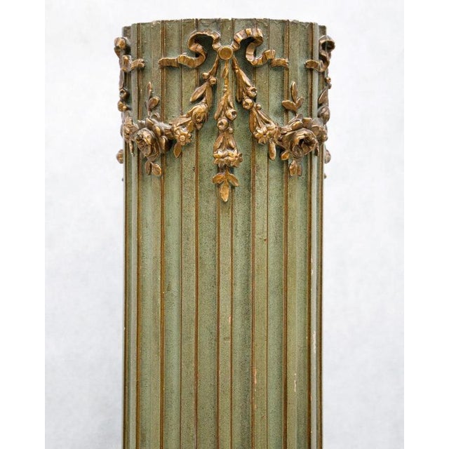 Louis XVI Style Pedestal Column in Olive Green For Sale - Image 5 of 8