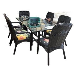 Mid 20th Century McGuire Bamboo Table With 6 Coordinating, Pencil Reed Designer Chairs For Sale