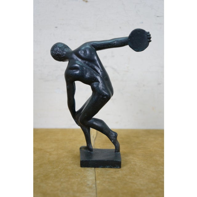 Vintage Bronze Discobolus Myron Greek Discus Thrower Figurine Sculpture Statue 7" For Sale - Image 10 of 11