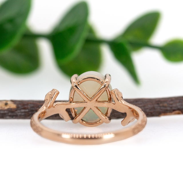 Metal 1.9cts Ethiopian Opal Ring With Diamond Accents in 14k Rose Gold | Oval 10x8mm, Size 6.75 For Sale - Image 7 of 8