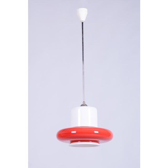 Mid-Century Czech Red Glass Pendant Light attributed to Napako, 1960s For Sale - Image 11 of 11