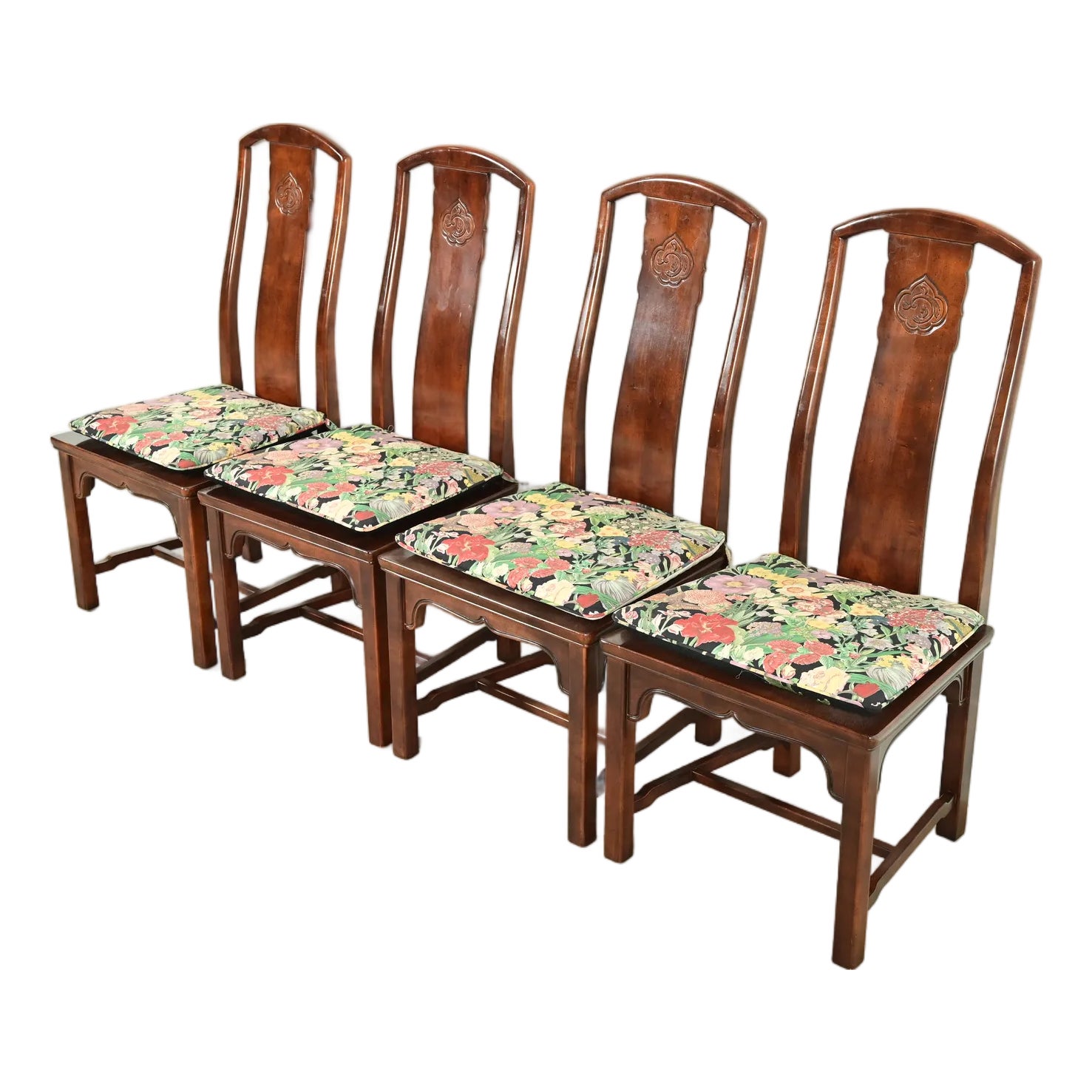 Henredon Hollywood Regency Chinoiserie Sculpted Mahogany Dining