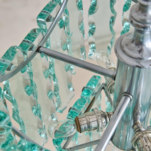 1970s Italian Glass + Chrome Pendant, 1970s For Sale - Image 5 of 12