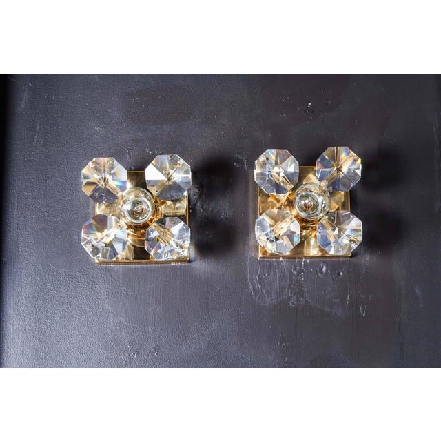 Cut Crystal and Gold Hollywood Regency Sconces by Christoph Palme For Sale - Image 10 of 12