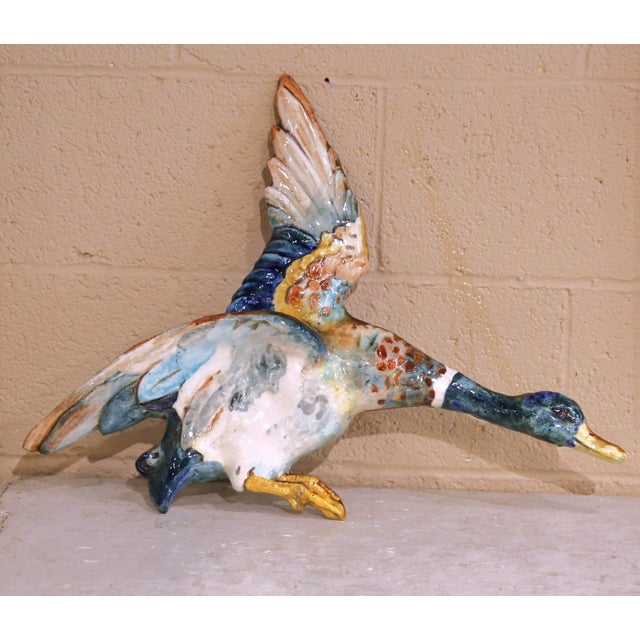 Early 20th C. French Barbotine Faience Duck Wall Sculpture by Edmond Lachenal For Sale In Dallas - Image 6 of 12