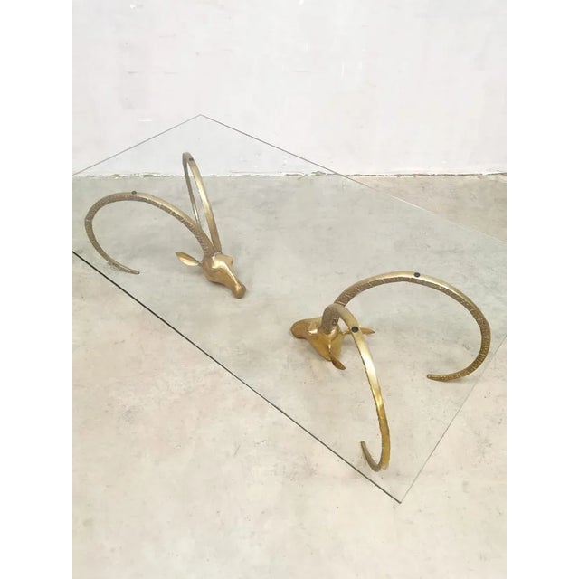 1960s Mid-Century Brass Ram Coffee Table by in the Style of Alain Chervet, 1960s For Sale - Image 5 of 6