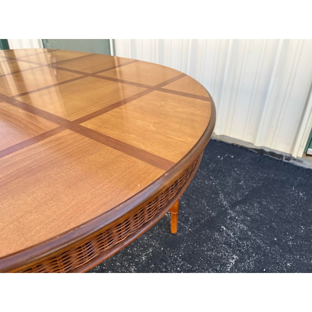 Brown 1970s American of Martinsville Faux Bamboo and Rattan Walnut Dining Table For Sale - Image 8 of 12