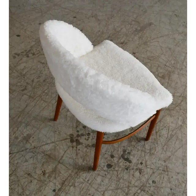 1950s Frode Holm Vanity or Dressing Chair in Teak and Sheepskin, Denmark, 1950s For Sale - Image 5 of 6