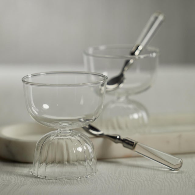 Contemporary Leighton Glass Compote Bowls, Set of 4 For Sale - Image 3 of 4