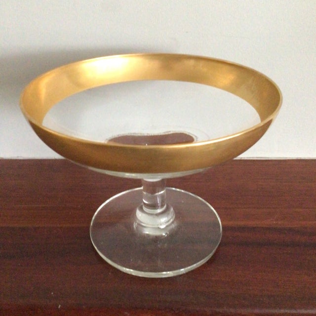 Dorothy Thorpe Gold Banded Pedestal Dish For Sale In Sacramento - Image 6 of 11