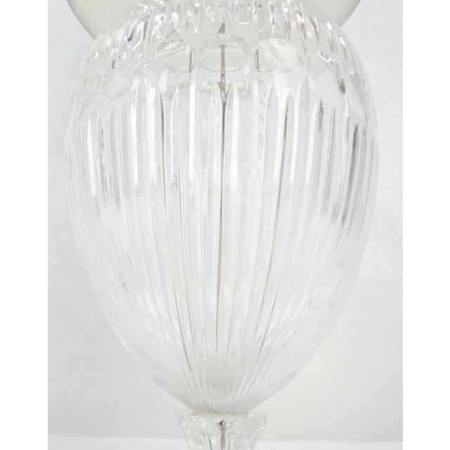 Transparent Pair of Large 14" Diameter Cut Glass Urn Vase Shape Table Lamps Stunning MINT For Sale - Image 8 of 10